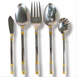 Wallace Golden Corsica 5 Piece Serving Set 18/10 Stainless Steel Flatware